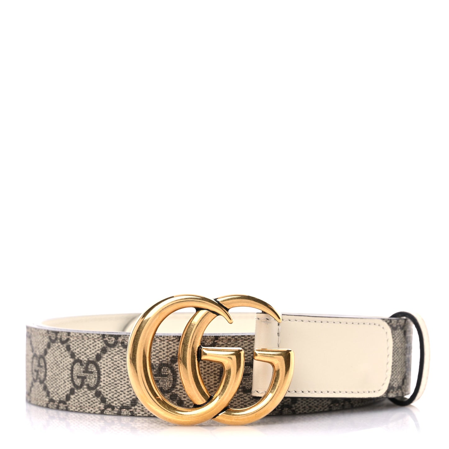 GG Supreme Monogram Matte Plutone Calfskin Double G 30mm Belt 105 42 Beige Ebony Mystic White
