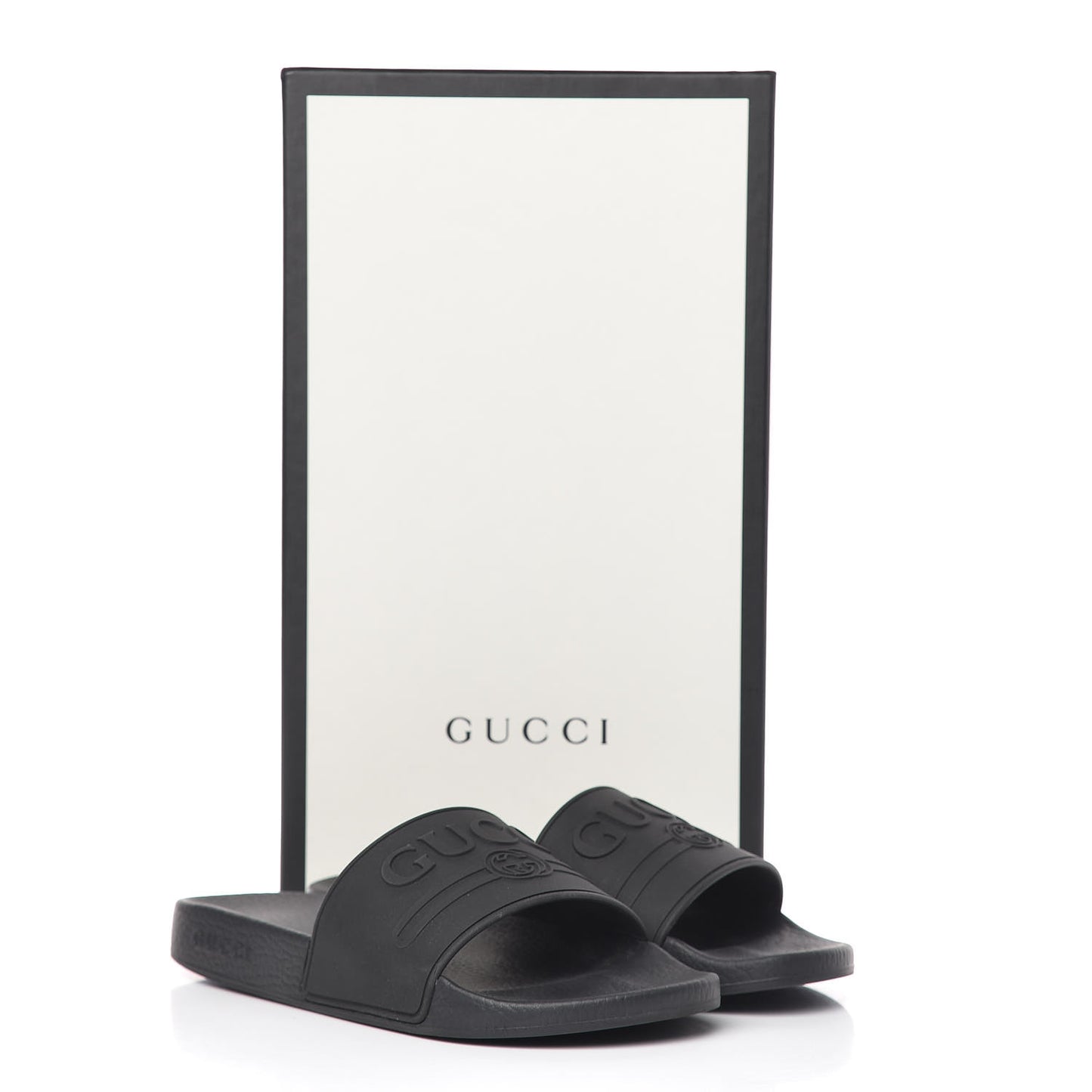 Rubber Logo Stamped Mens Slide Sandals 5 Black