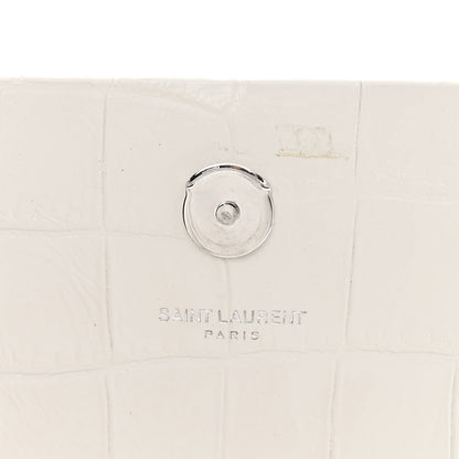 Saint Laurent Calfskin Crocodile Embossed Medium Classic Monogram Kate Tassel Satchel Crema Soft 6 of 13