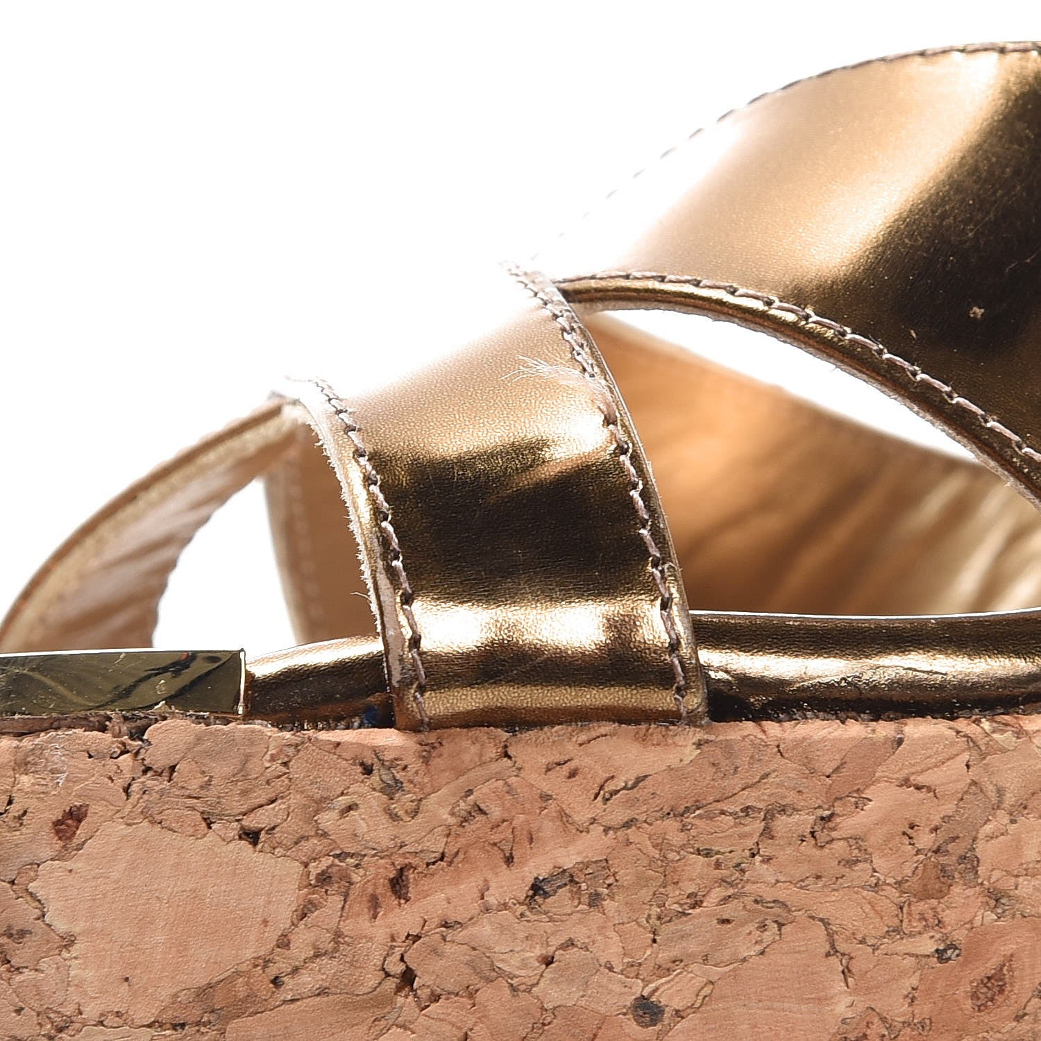Jimmy Choo Metallic Patent Calfskin Perfume Cork Wedge Sandals 39.5 Gold 11 of 11