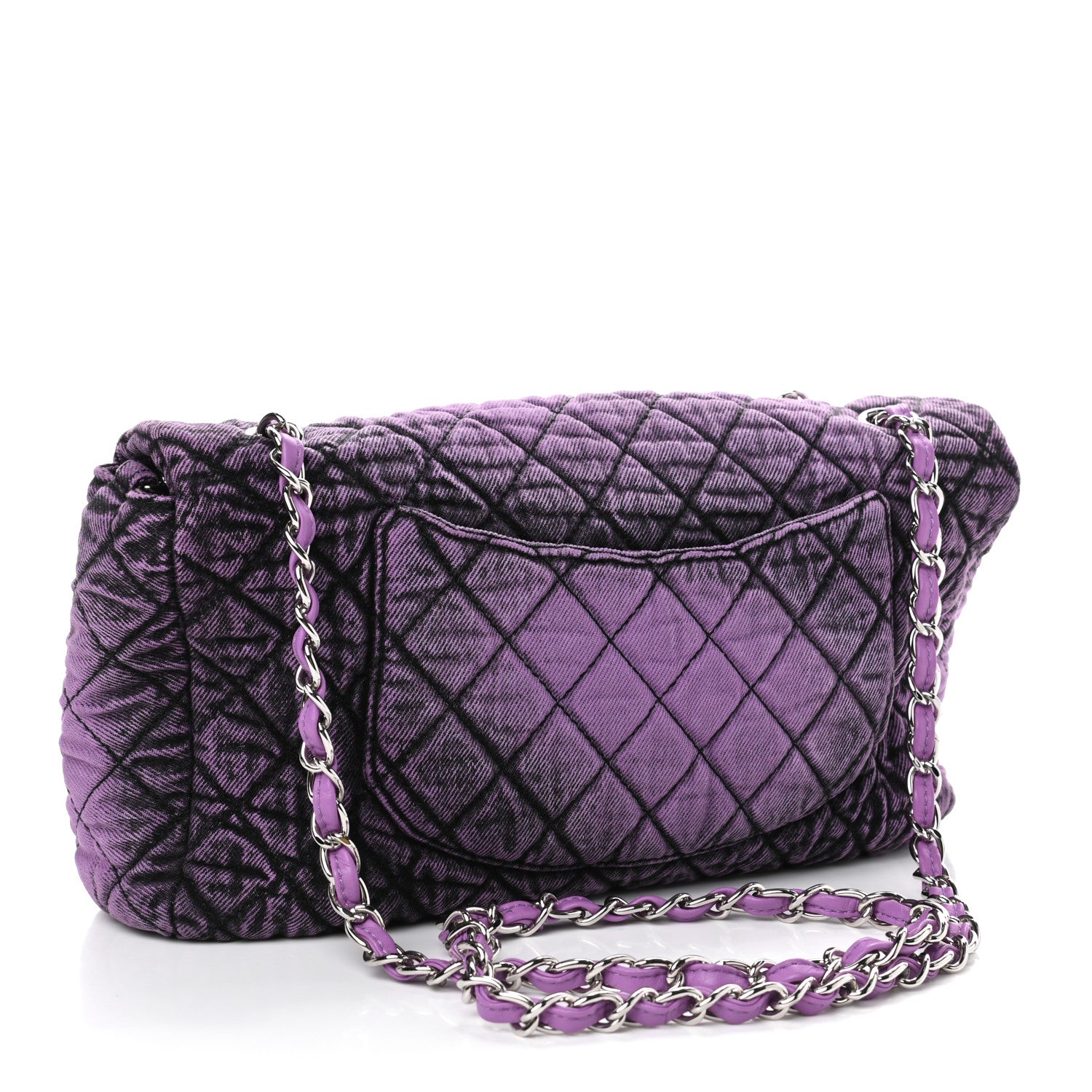 Chanel Denim Quilted Denimpression Flap Purple Black 2 of 4