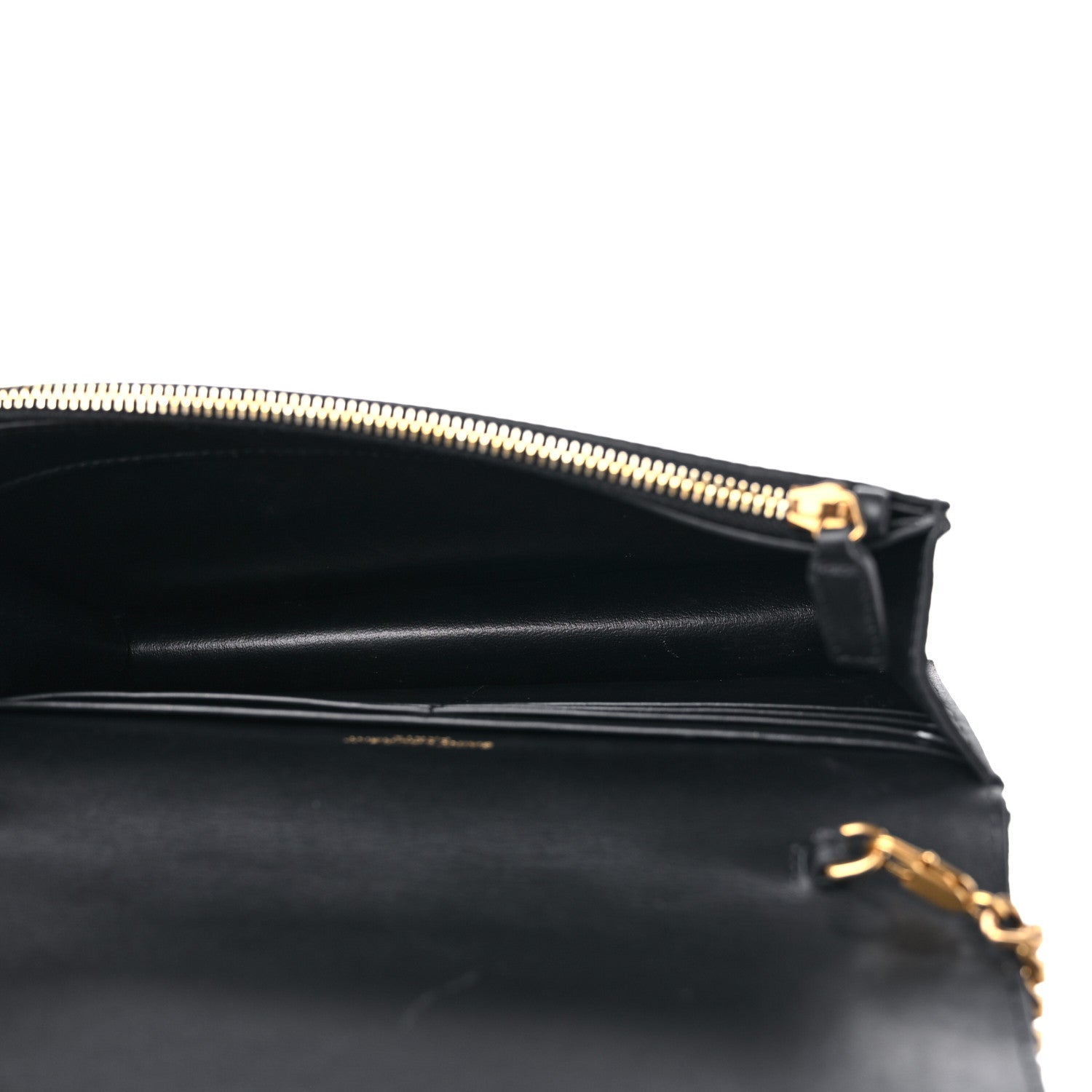 Saint Laurent Satin Woven Monogram Kate Tassel Chain Wallet Black 5 of 11