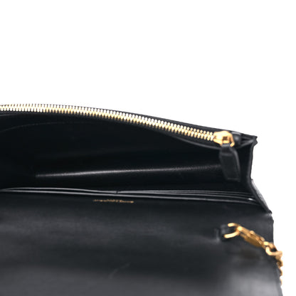 Saint Laurent Satin Woven Monogram Kate Tassel Chain Wallet Black 5 of 11