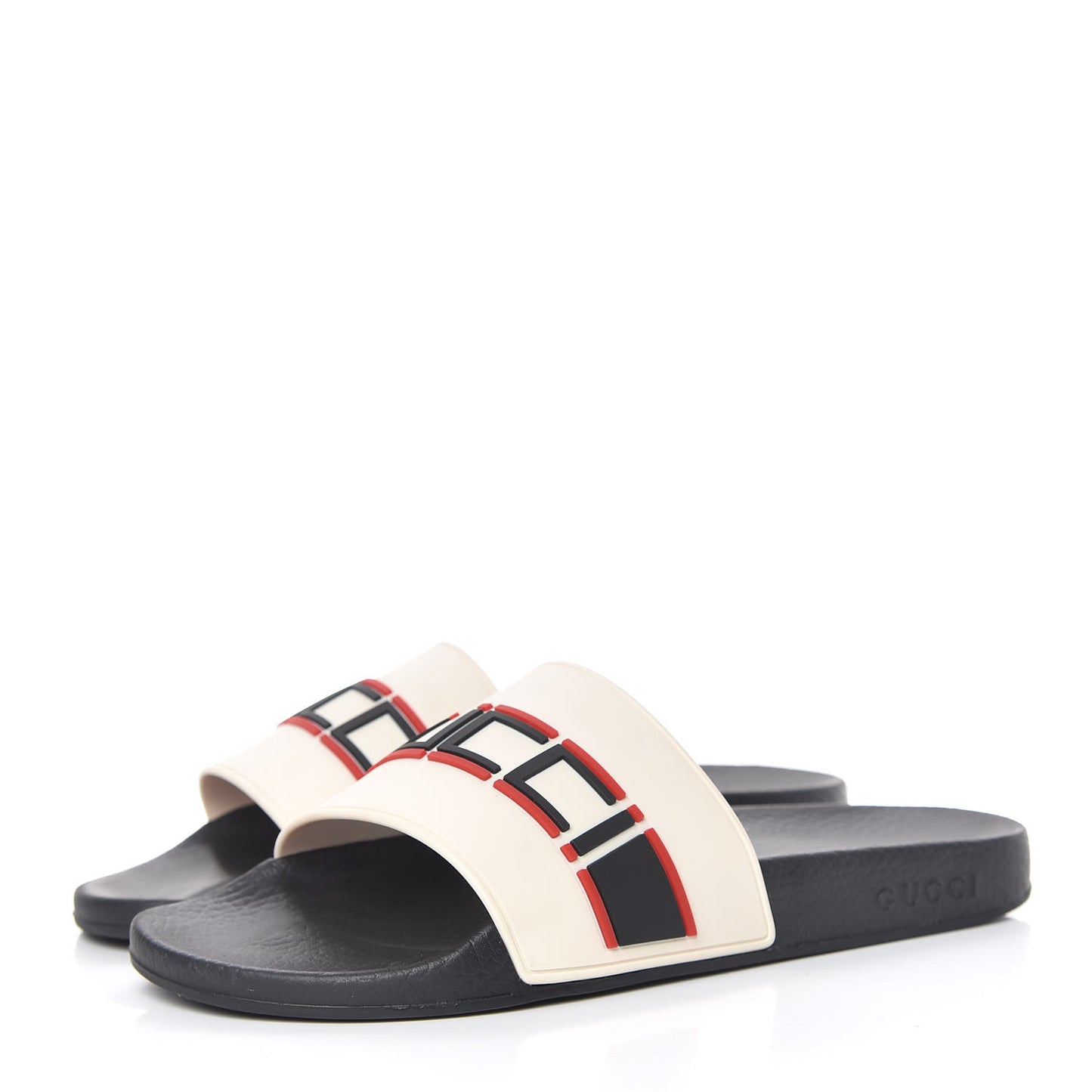 Rubber Stripe Womens Pool Slide Sandals 41 Ecru Poppy Black