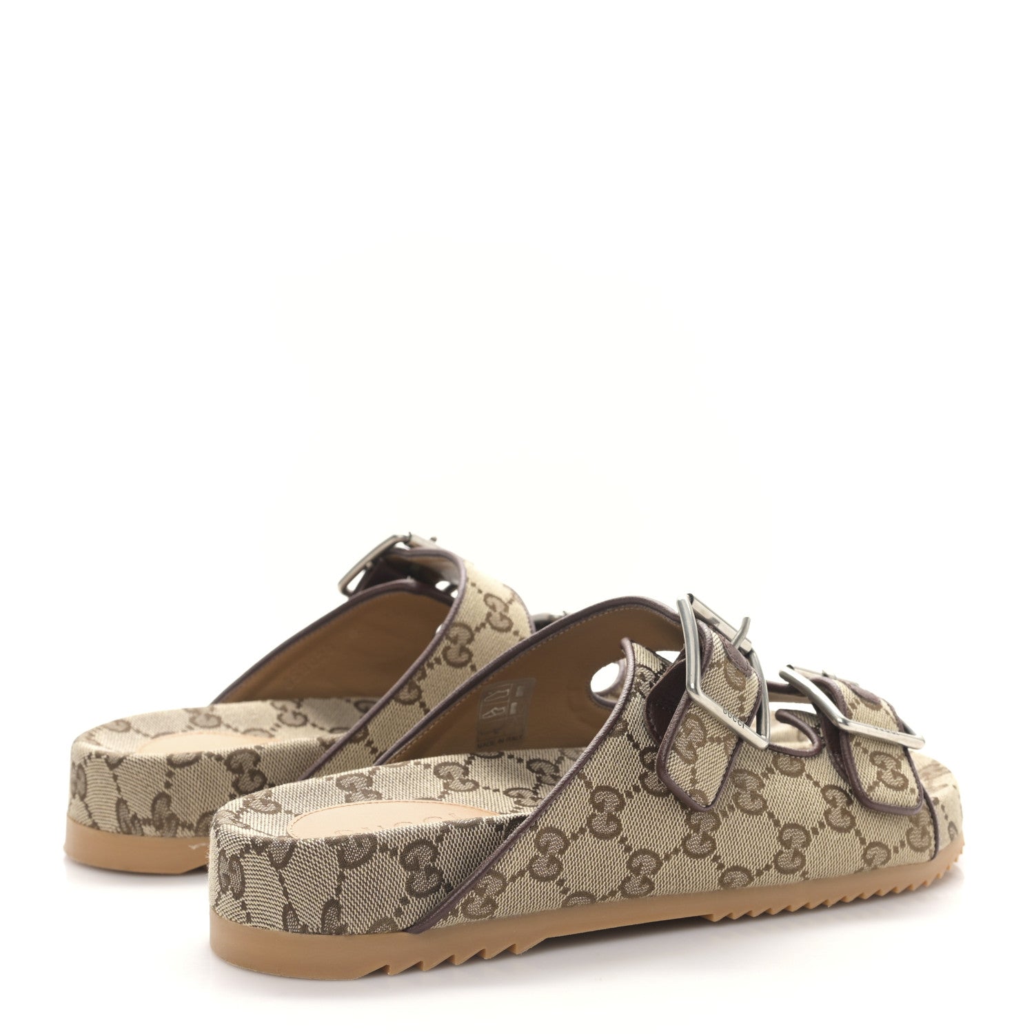 Gucci GG Monogram Lavaredo Eco Fabric Mens Slide Sandals With Straps 6 Beige Ebony Light Brown 4 of 9
