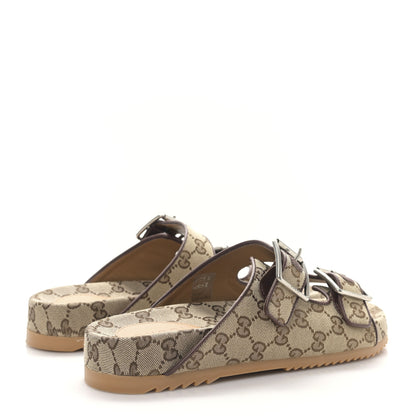 Gucci GG Monogram Lavaredo Eco Fabric Mens Slide Sandals With Straps 6 Beige Ebony Light Brown 4 of 9
