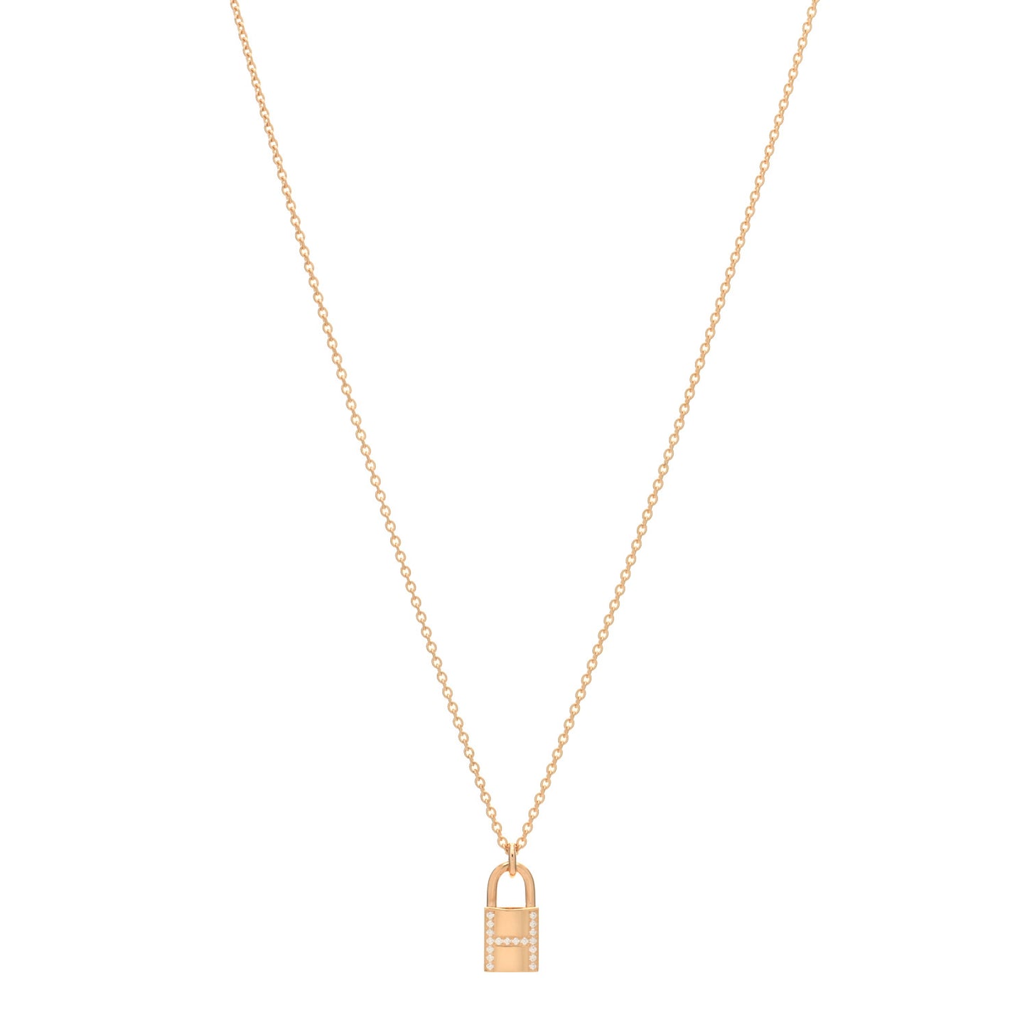 18K Rose Gold Diamond Amulettes Cadenas Pendant Necklace