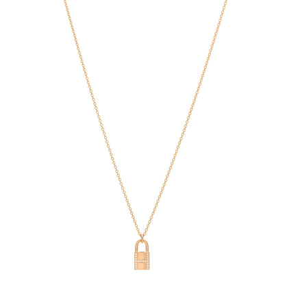 Hermes 18K Rose Gold Diamond Amulettes Cadenas Pendant Necklace 1 of 4