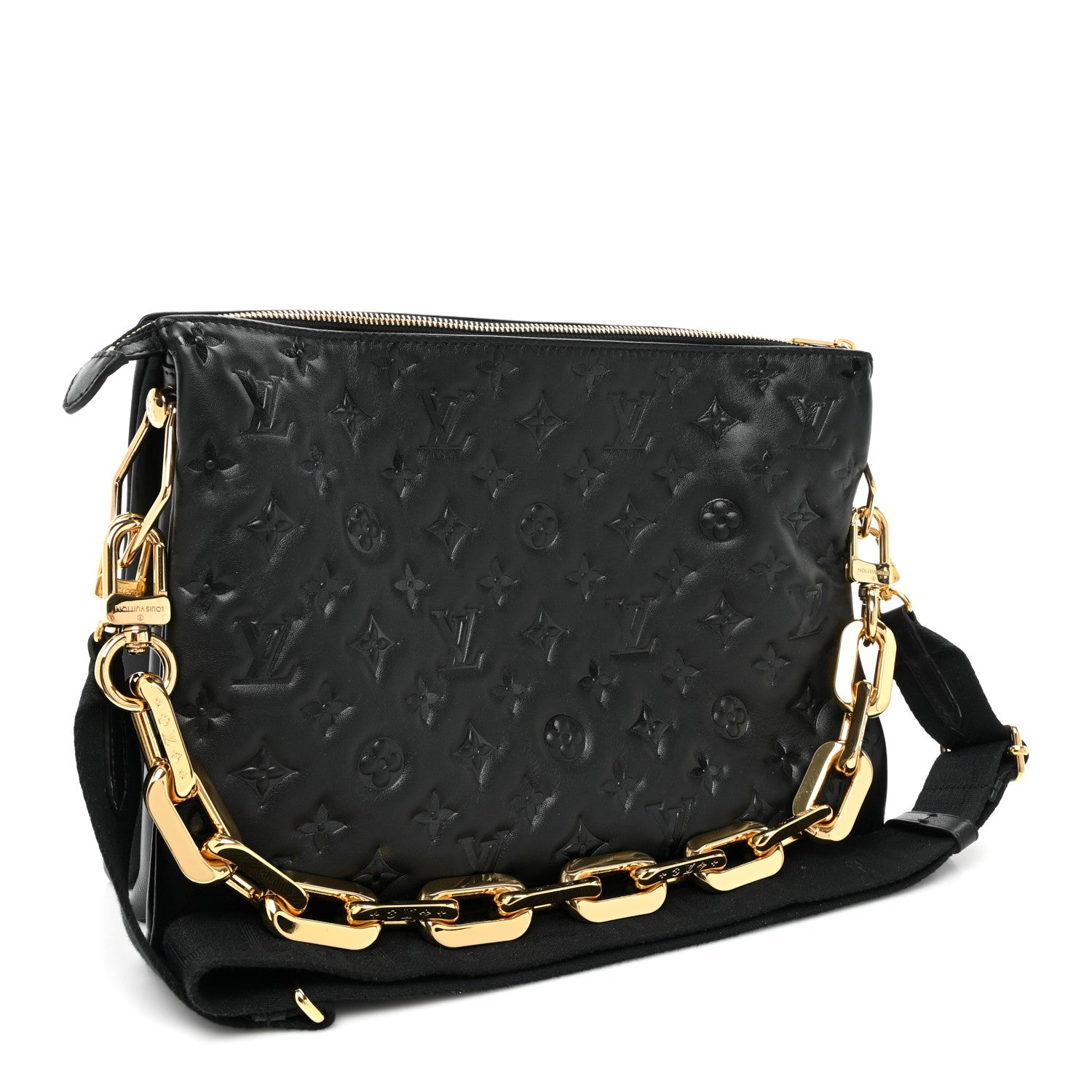 Louis Vuitton Lambskin Embossed Monogram Coussin MM Black 3 of 9