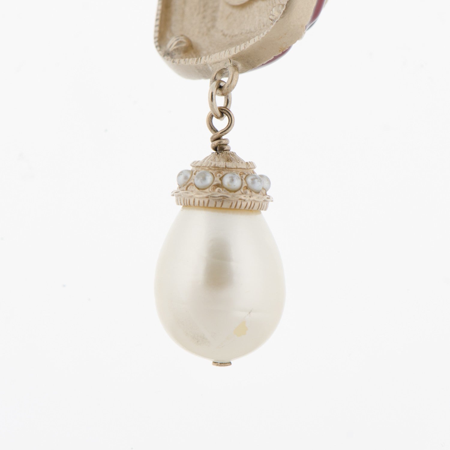 Chanel Enamel Pearl CC Pendant Necklace Gold 5 of 5