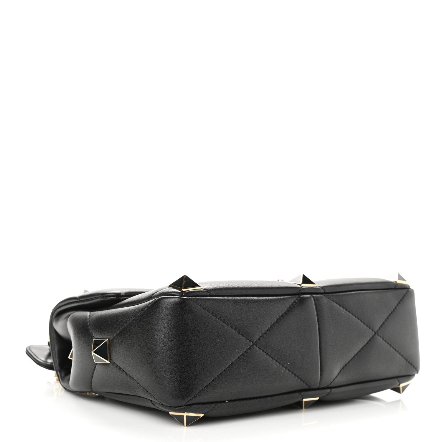 Valentino Garavani Nappa Enamel Medium Roman Stud Shoulder Bag Black 3 of 10