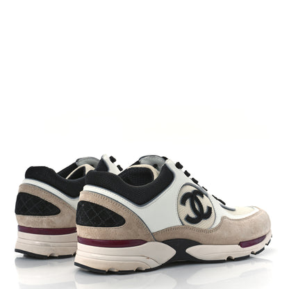 Chanel Mesh Suede Calfskin Womens CC Sneakers 40 White Ivory Dark Beige 2 of 8