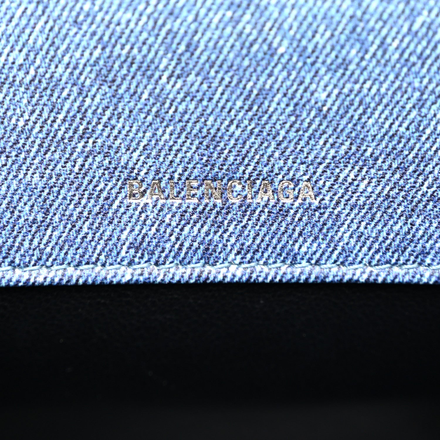 Balenciaga Nappa Denim Printed Hourglass Top Handle Bag XS Denim Blue 6 of 9
