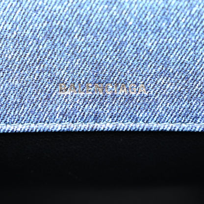 Balenciaga Nappa Denim Printed Hourglass Top Handle Bag XS Denim Blue 6 of 9