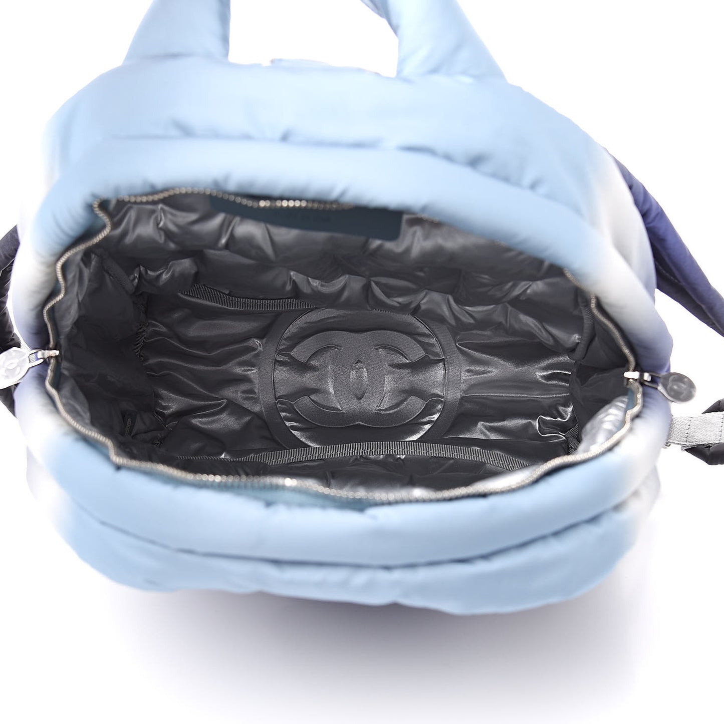 Nylon Embossed Small Doudoune Backpack Black Blue White