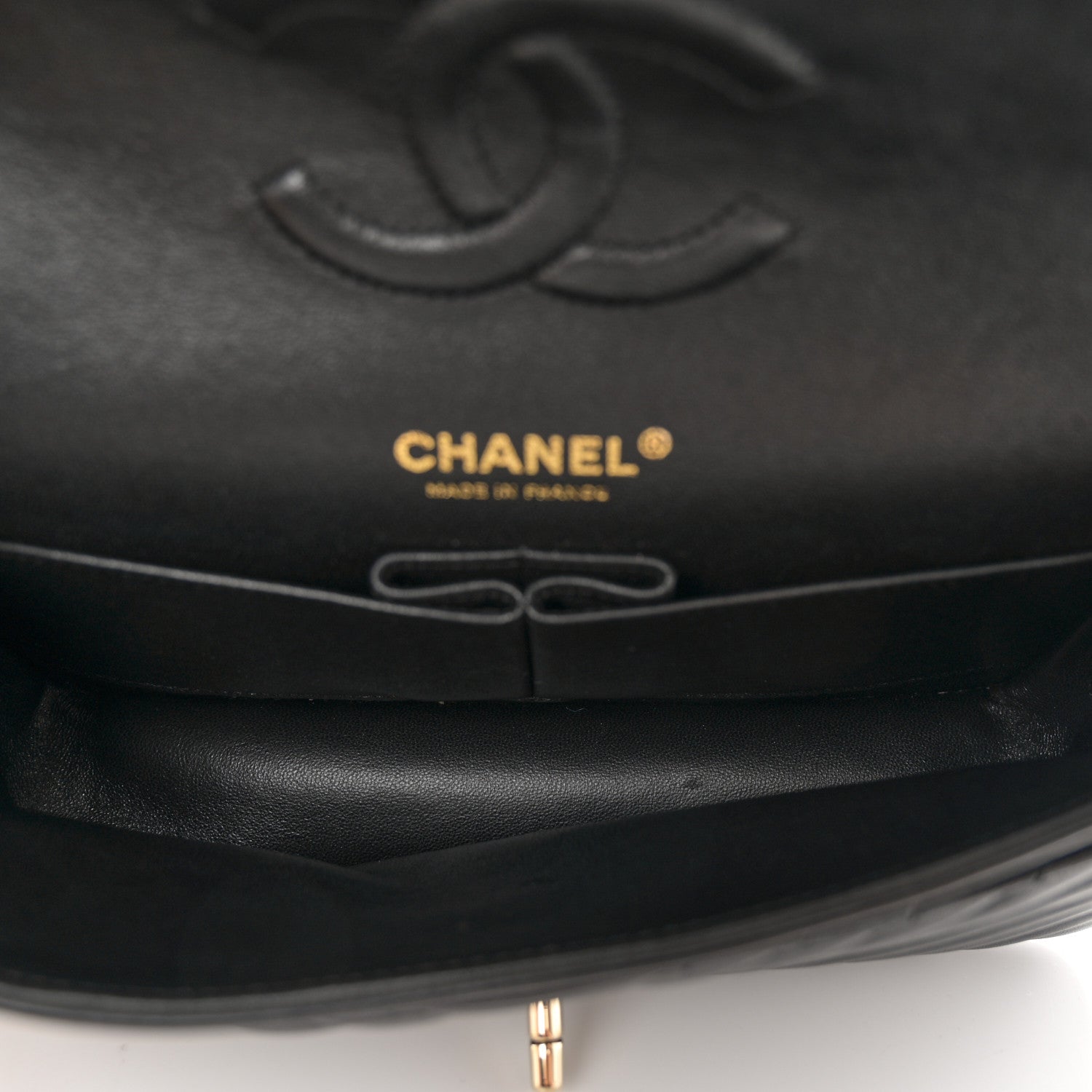 Chanel Lambskin Chevron Quilted Medium Double Flap Black 5 of 10
