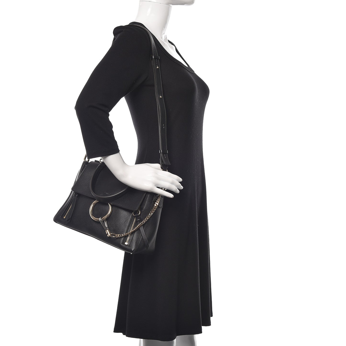 Calfskin Small Faye Day Shoulder Bag Black