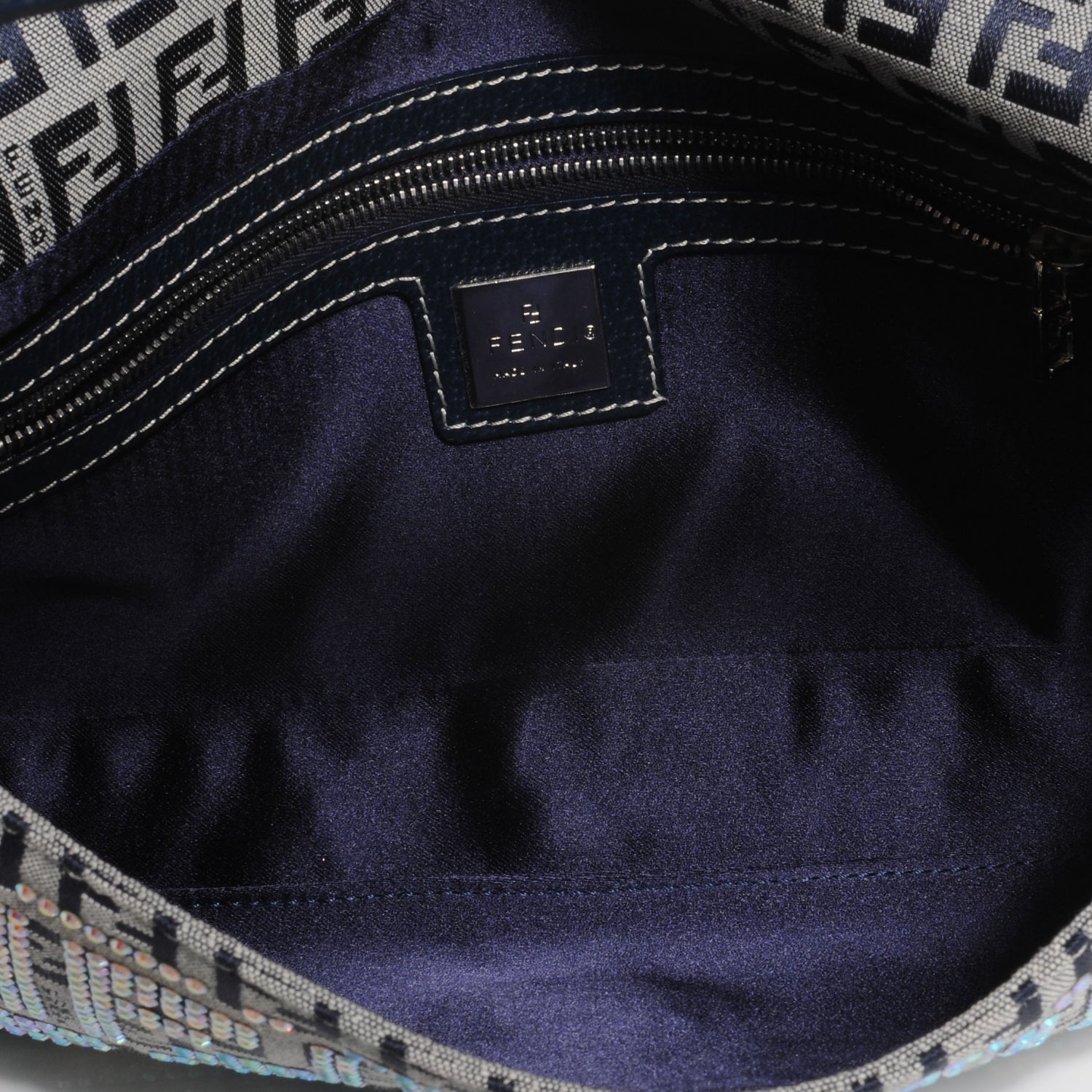 Fendi Zucchino Crystal Baguette Navy 6 of 8