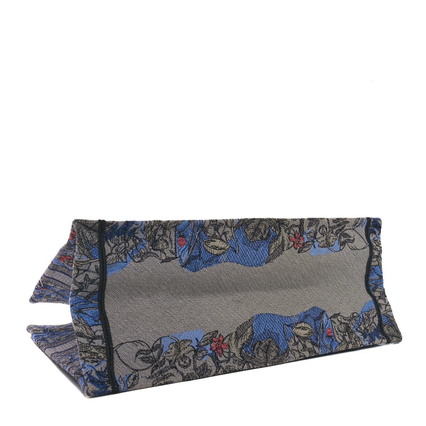 Canvas Embroidered Large Toile de Jouy Voyage Book Tote Blue Multicolor