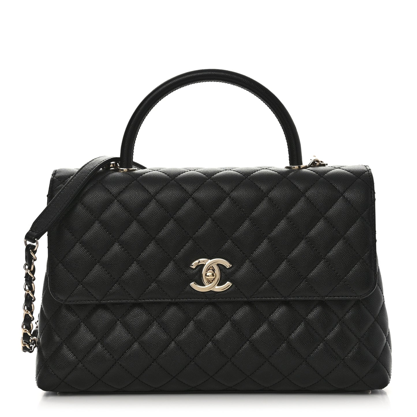 Caviar Quilted Medium Coco Handle Flap Black
