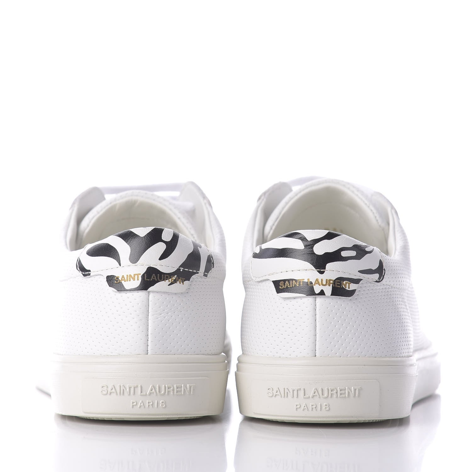 Saint Laurent Perforated Calfskin Zebra Print Andy Low Top Sneakers 38.5 White 7 of 11