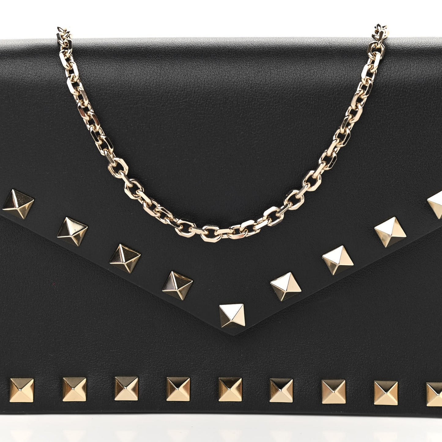 Vitello Rockstud Envelope Wallet on Chain Black