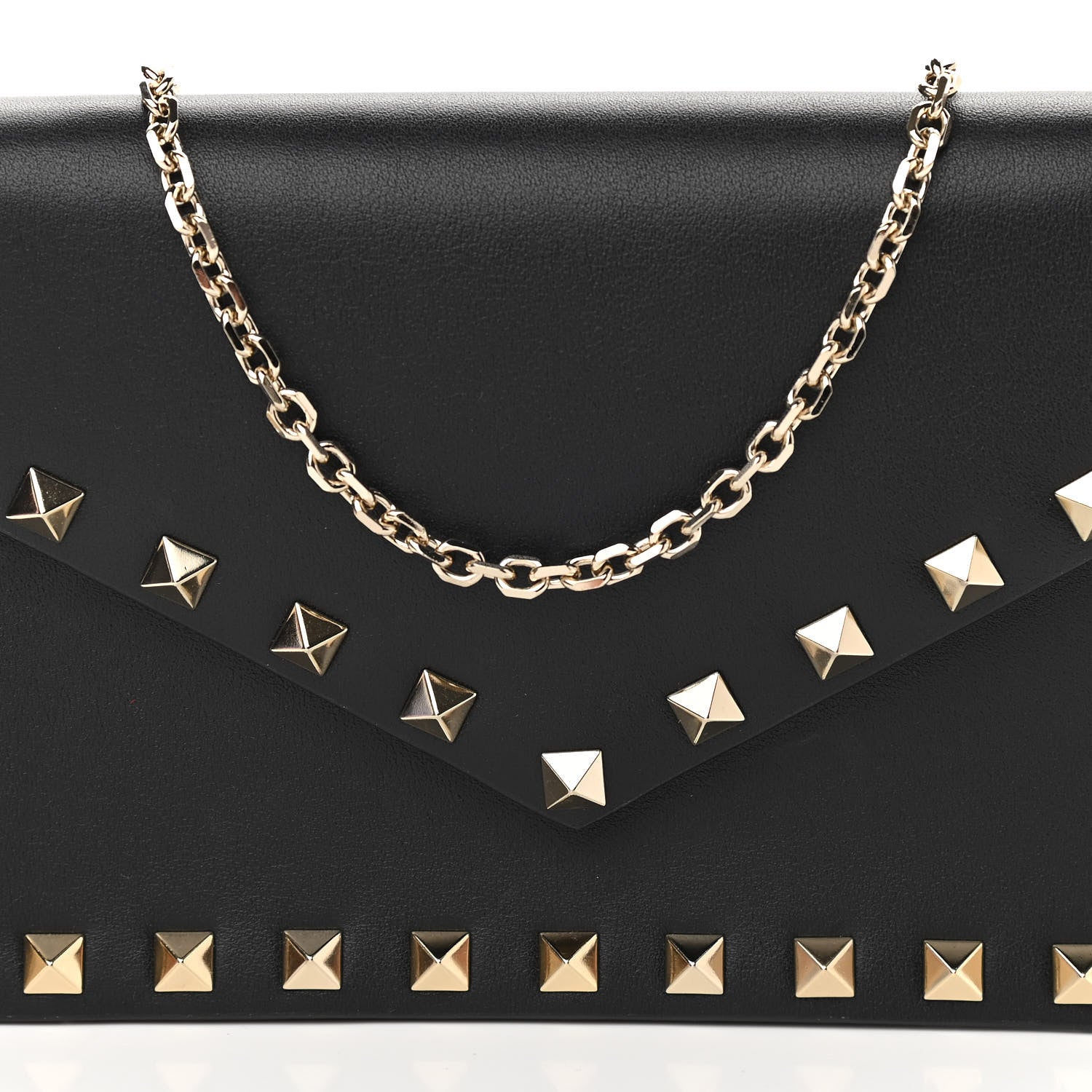 Valentino Garavani Vitello Rockstud Envelope Wallet on Chain Black 7 of 10
