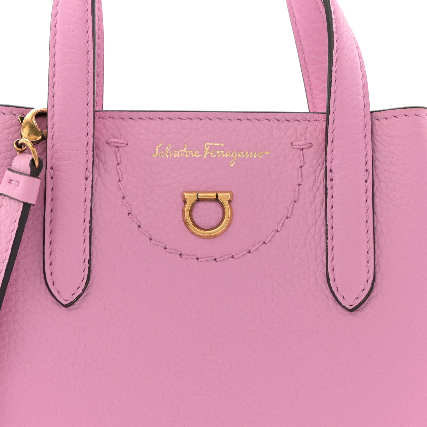 Tumbled Calfskin Gancini Mini Bag Pink