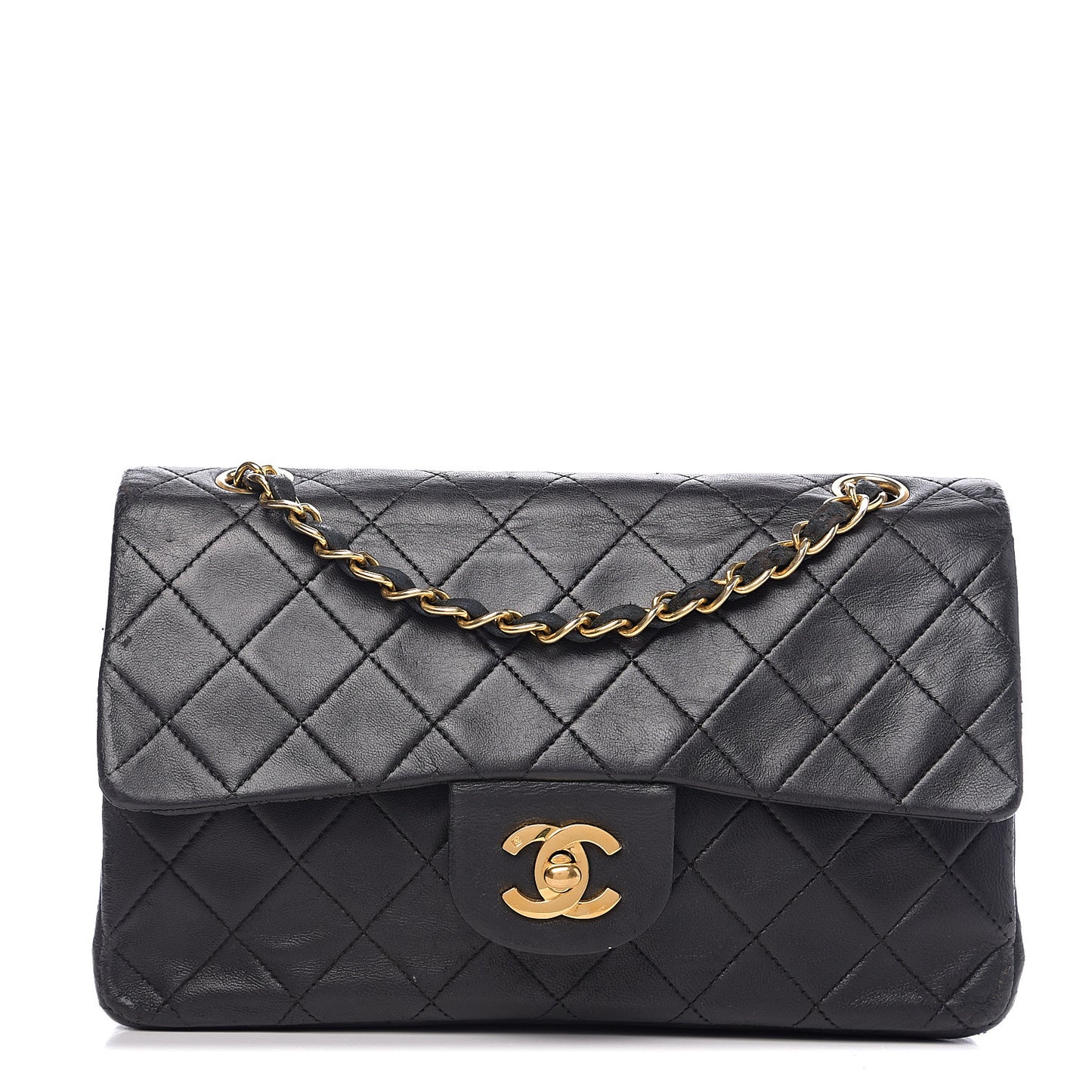Lambskin Quilted Small Double Flap Black