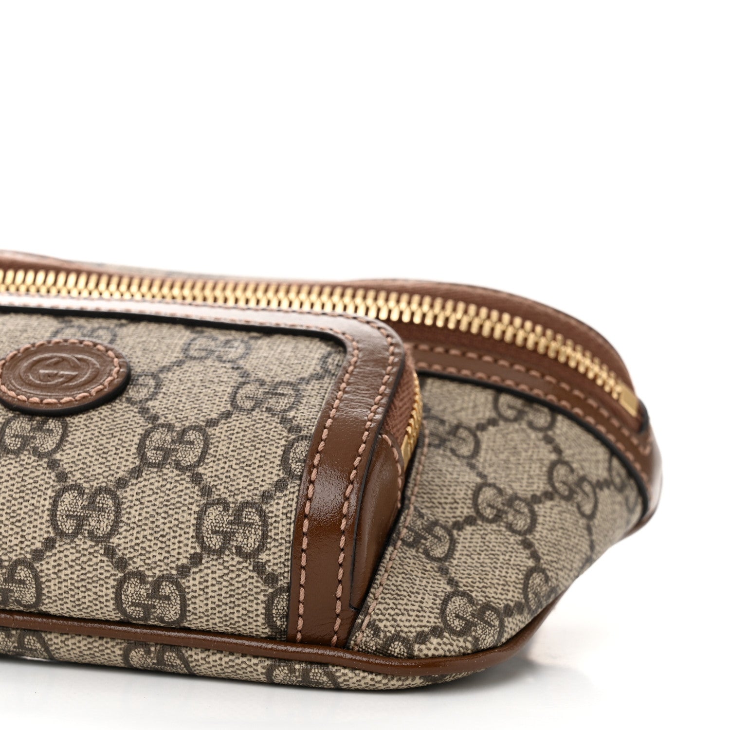 Gucci GG Supreme Monogram Textured Calfskin Retro Interlocking G Belt Bag Beige Ebony Brown Sugar 10 of 11
