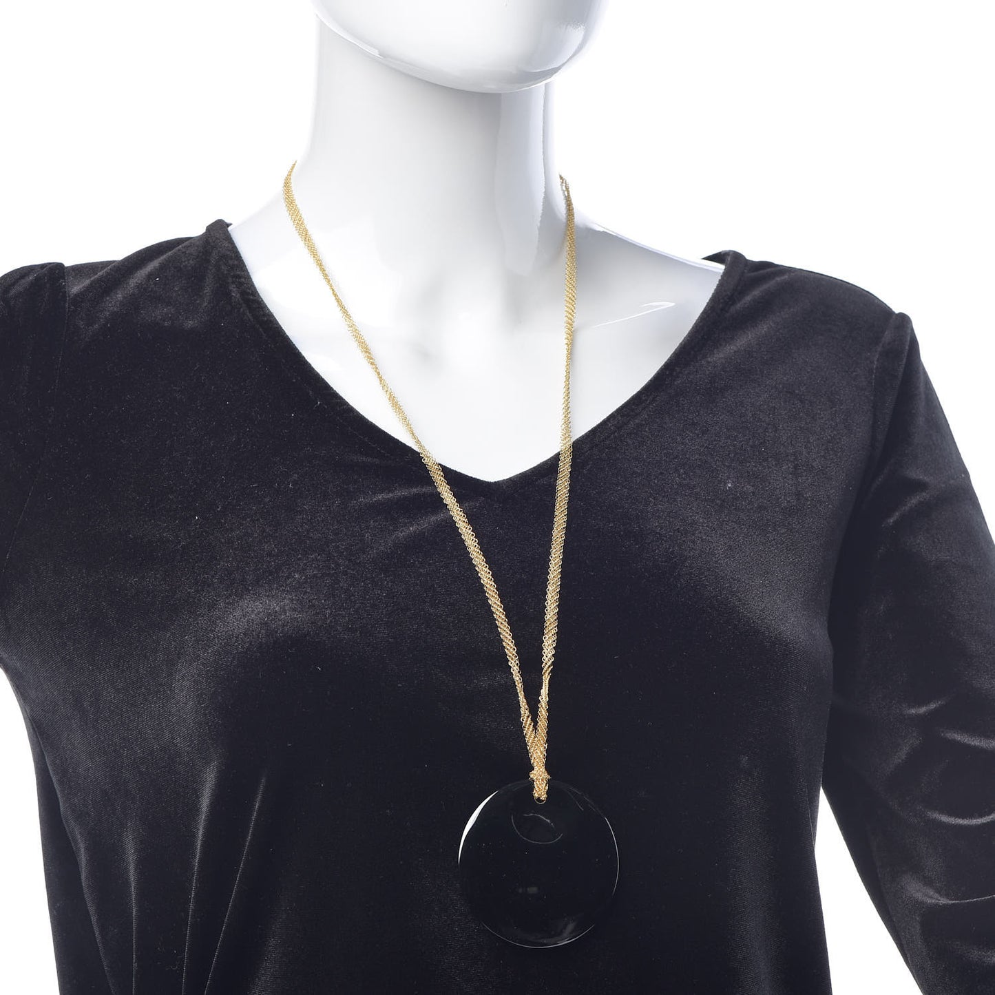 18K Yellow Gold Black Jade Elsa Peretti Pendant Necklace