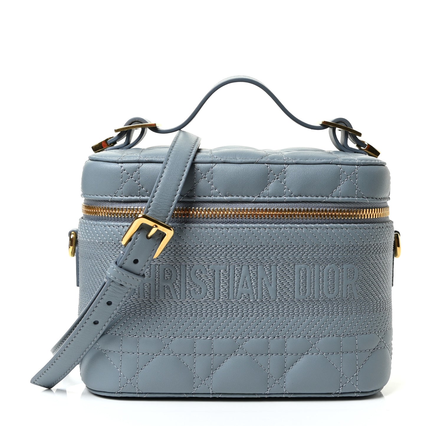 Lambskin Cannage Small Diortravel Vanity Case Cloud Blue