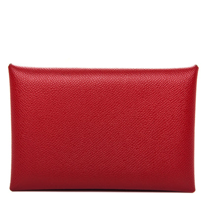 Hermes Madame Calfskin Calvi Card Case Rouge Piment 1 of 6
