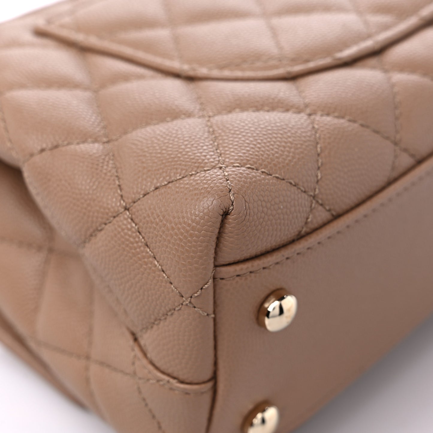 Caviar Quilted Mini Coco Handle Flap Brown