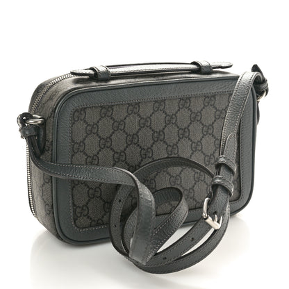 Gucci GG Supreme Monogram Textured Dollar Calfskin Small Ophidia Top Handle Shoulder Grey Black Graphite Grey 3 of 10