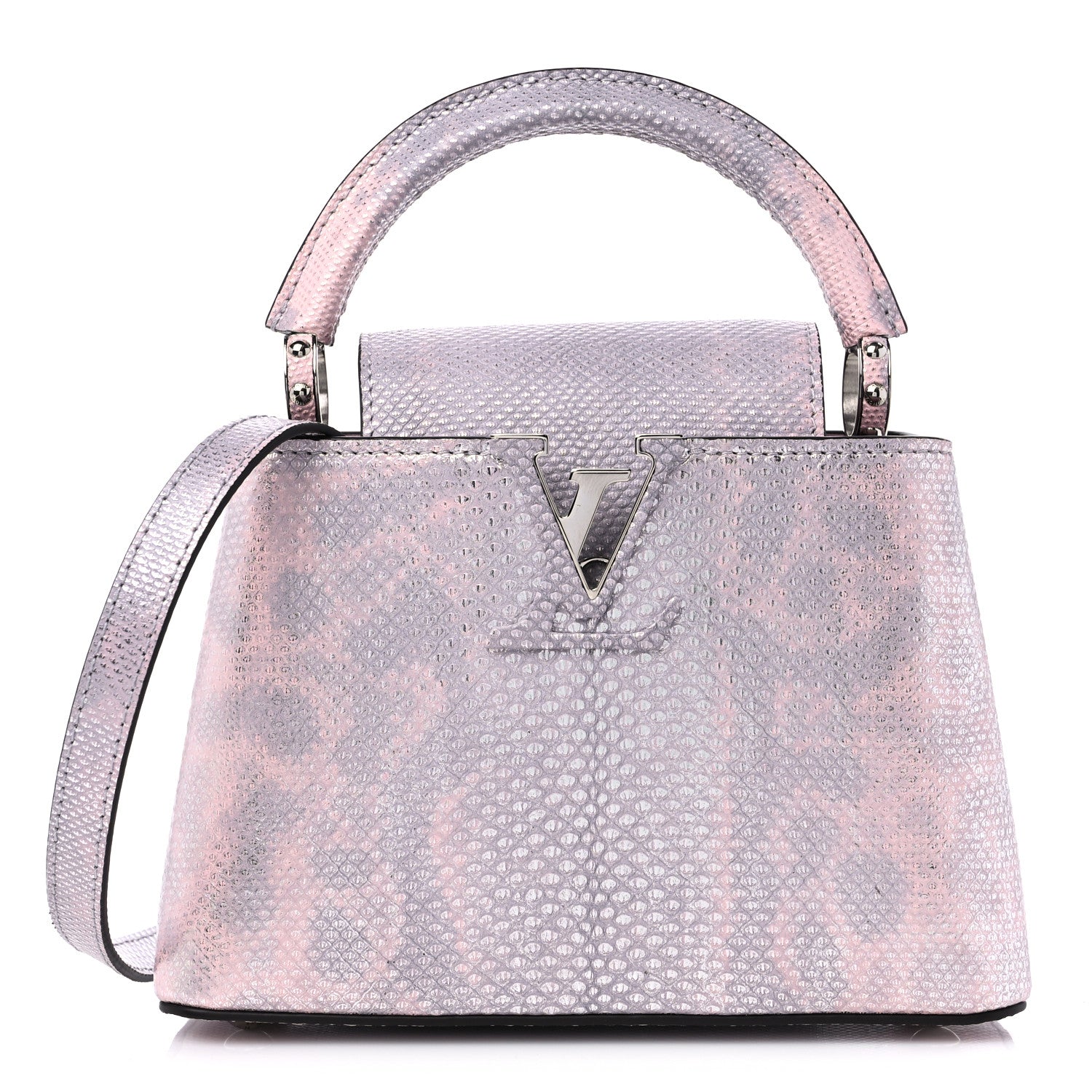 Louis Vuitton Metallic Lizard Mini Capucines Pink Purple 1 of 9