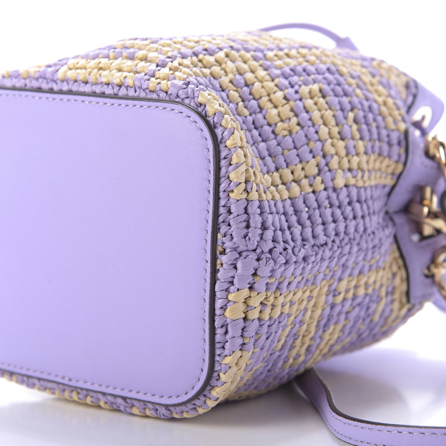 Raffia Vitello Seta F is Fendi FF Woven Mini Mon Tresor Bucket Bag Anemone Natural