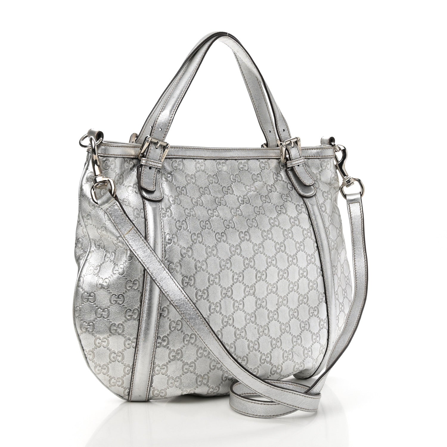 Gucci Metallic Guccissima Medium Britt Tote Silver 3 of 10