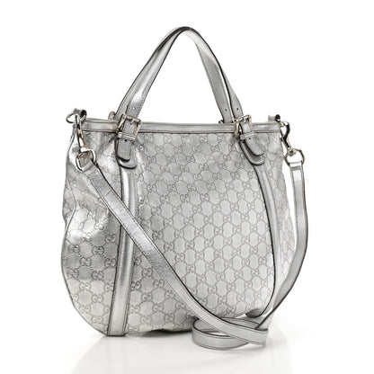Gucci Metallic Guccissima Medium Britt Tote Silver 3 of 10