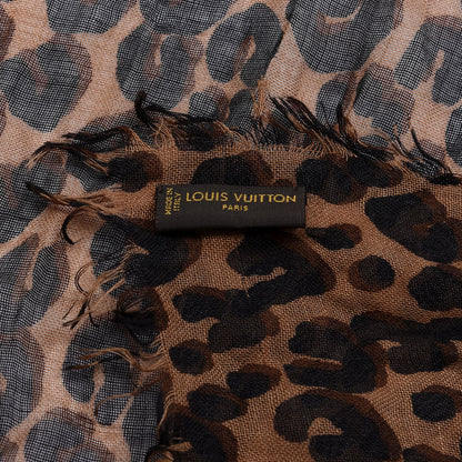 Louis Vuitton Cashmere Silk Leopard Etole Stole Marron 6 of 6