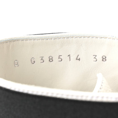 Chanel Pearly Calfskin Patent Calfskin Quilted Lace Up Boots 38 White Light Gray Black 9 of 10