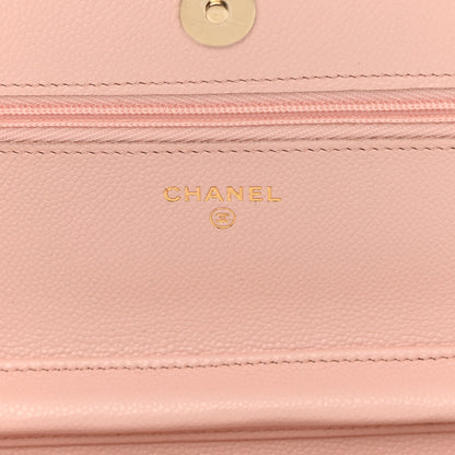 Chanel Caviar Quilted Wallet on Chain WOC Light Pink 6 of 12