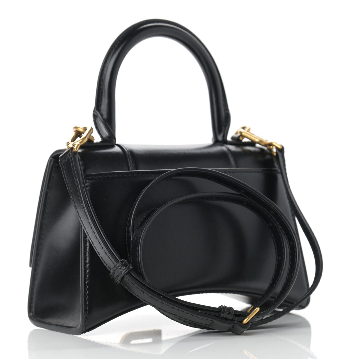 Balenciaga Shiny Box Calfskin Hourglass Top Handle Bag XS Black 3 of 9