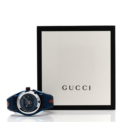 Gucci Stainless Steel Rubber 36mm Sync Web Quartz Watch Blue 5 of 5