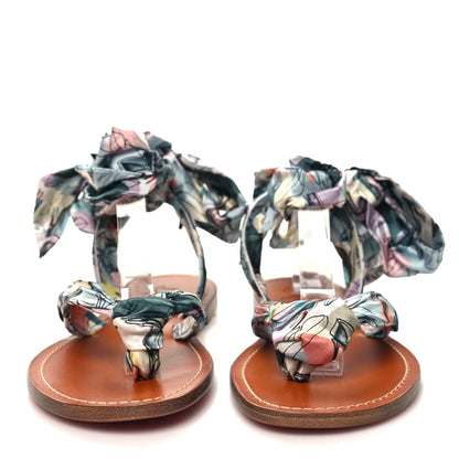 Christian Louboutin Crepe Satin Niloo Du Desert Flat Sandals 40 Multi Lin 2 of 8
