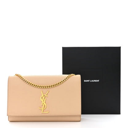 Saint Laurent Grain De Poudre Medium Monogram Kate Satchel Nude Powder 12 of 12