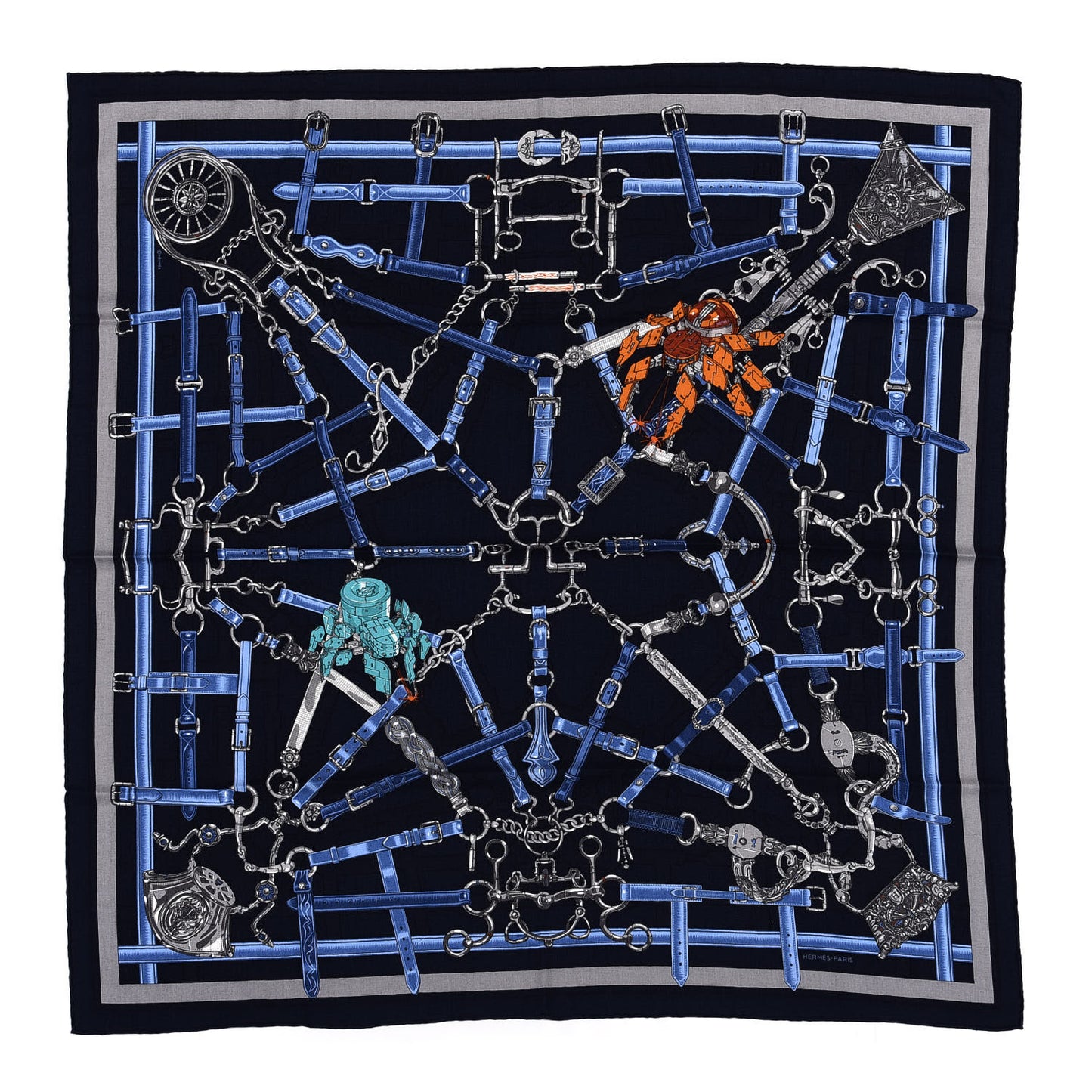 Cashmere Silk Flamboyant Web Scarf 100 Marine Anthracite