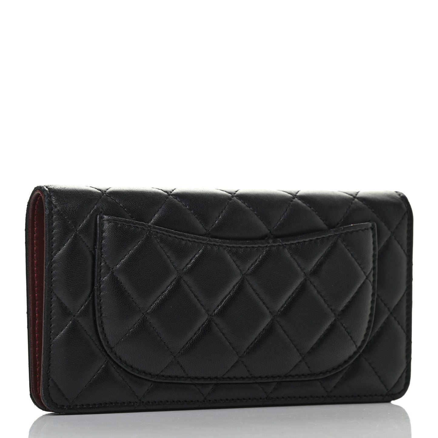 Lambskin Quilted Yen Wallet Black