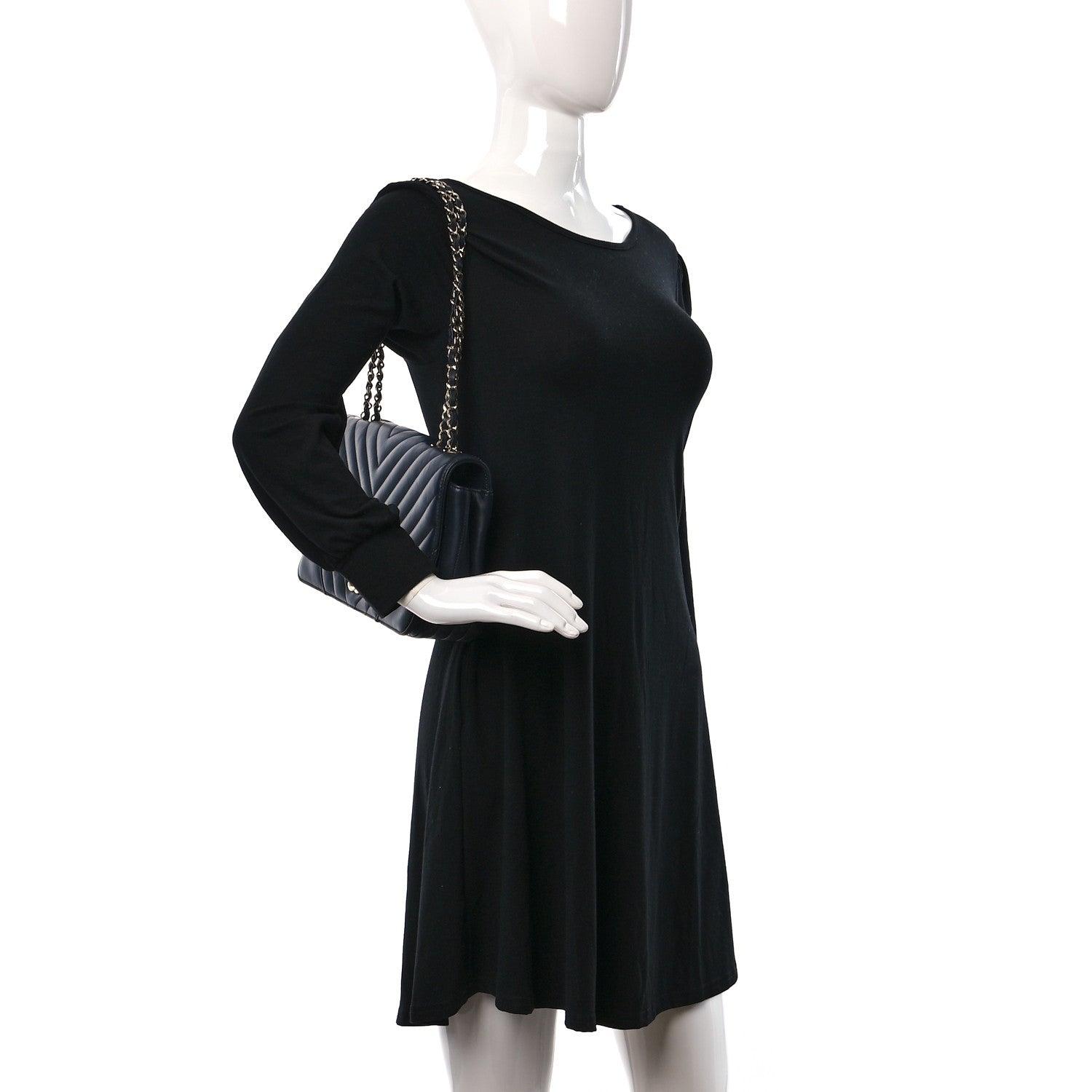 Chanel Calfskin Chevron Quilted Medium Statement Flap Black 2 of 11