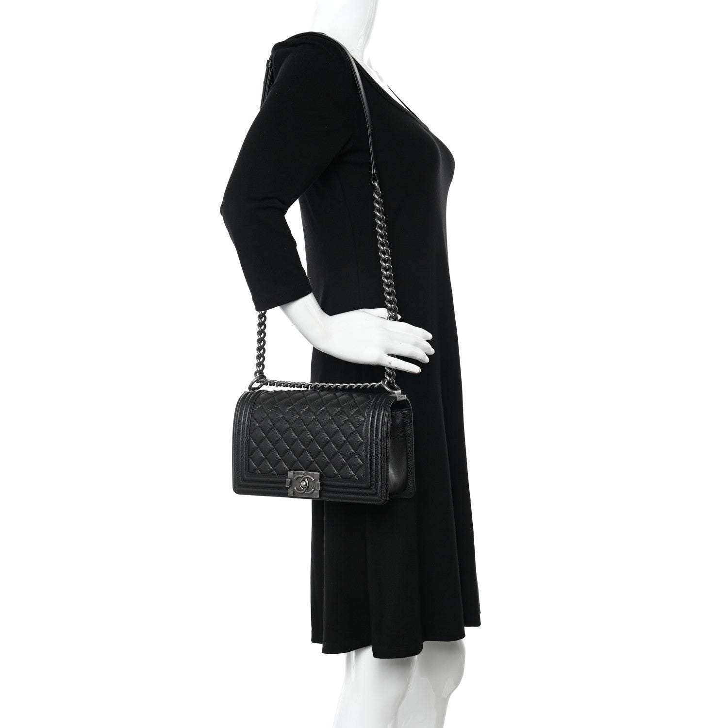 Chanel Caviar Quilted Medium Boy Flap Black 2 of 10